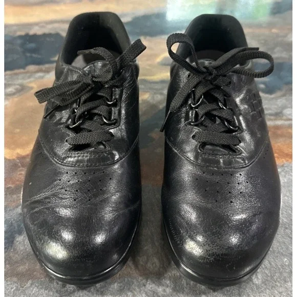 SAS Free Time Black Leather Walking Shoes Women's 8 WW Tri Pad Comfort - Picture 4 of 10